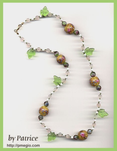 Wedding Cake and Leaf Bead Necklace