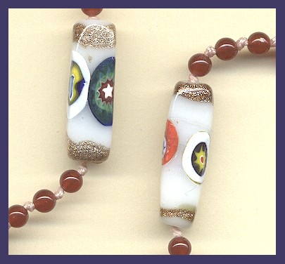 Detail of White Millefiori Beads