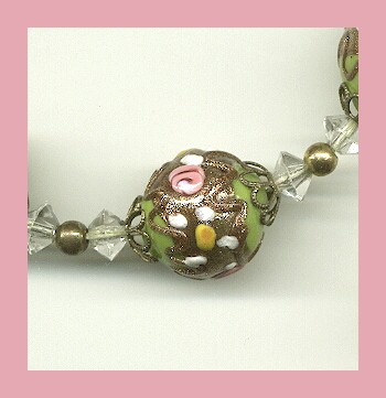 Detail of Green Wedding Cake Bead